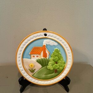 VTG Ceramic Wall Plaque From Japan Featuring A House Design